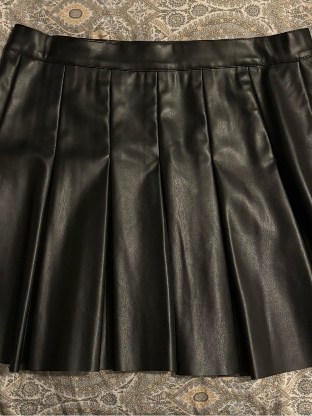Noisy May Black Faux Leather Pleated Skater Skirt
